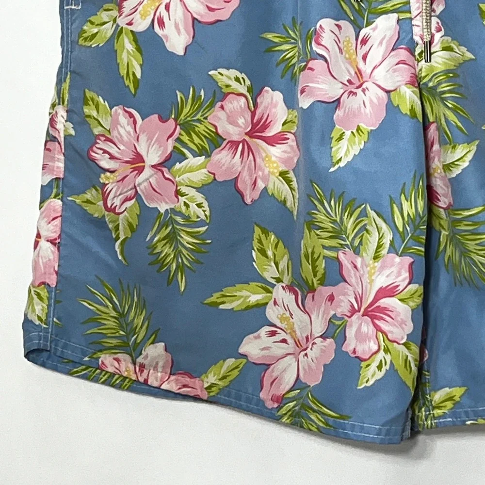 Polo Ralph Lauren‎ Mens Blue Hibiscus Floral Tropical Swim Trunks Board Shorts